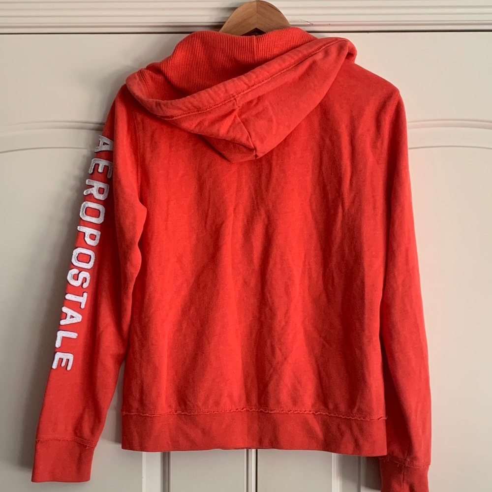 Aeropostale Hoodie Jacket Red with Logo Sleeve Excellent Condition Size Large L - Picture 4 of 8